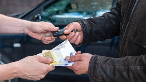 cash geld ontvangen voor verkoop van auto